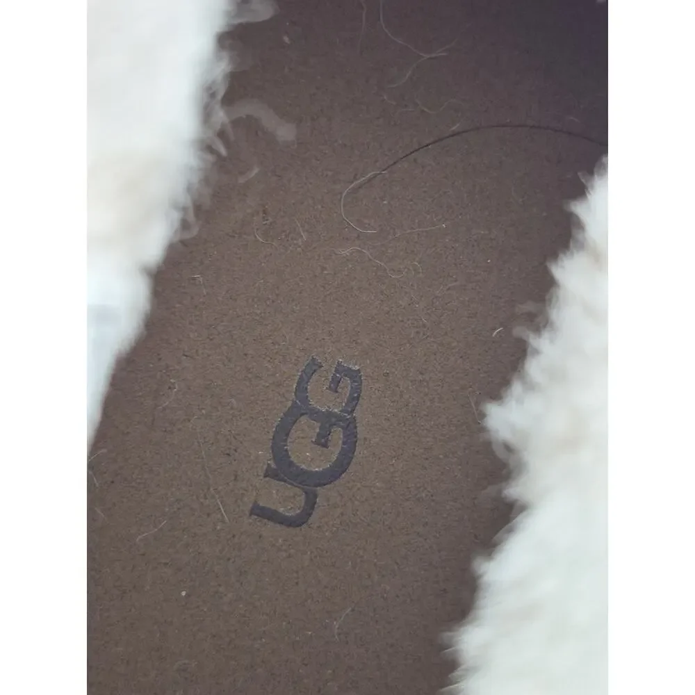 UGG New Heights Platform Mini Boot Tan Suede Shearling Lined Heel Women’s Size 8